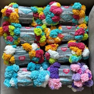 Red Heart Pomp-a-doodle yarn lot of 8